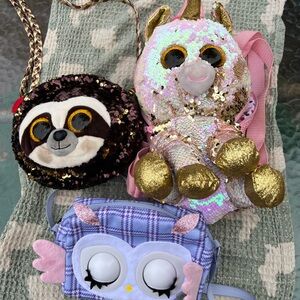 Ty Sequin Unicorn, Sloth, and Owl Kids Bags Accessories
